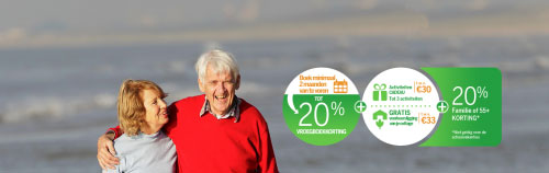 55+ Korting = 20% korting